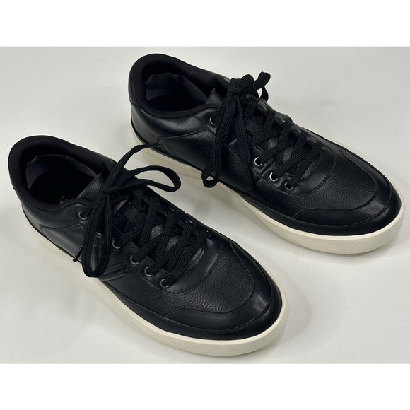 Vionic Emery Low Top Sneaker Black Leather Womens Size 8 New $150 - Picture 1 of 9